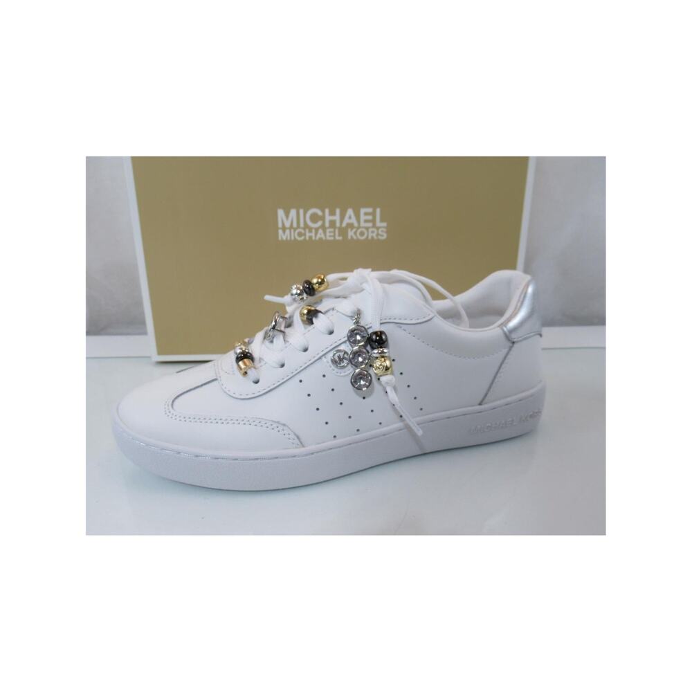 Michael Kors Size 8 Scotty Lace Up Sneakers With Charms MK Logo